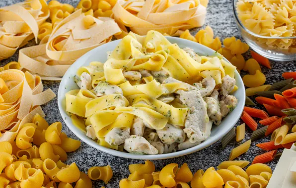 Мясо, миска, рожки, макароны, паста