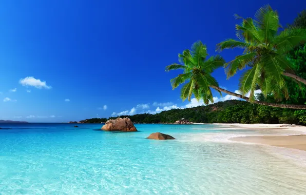 Картинка песок, море, пляж, небо, природа, камни, голубой, берег