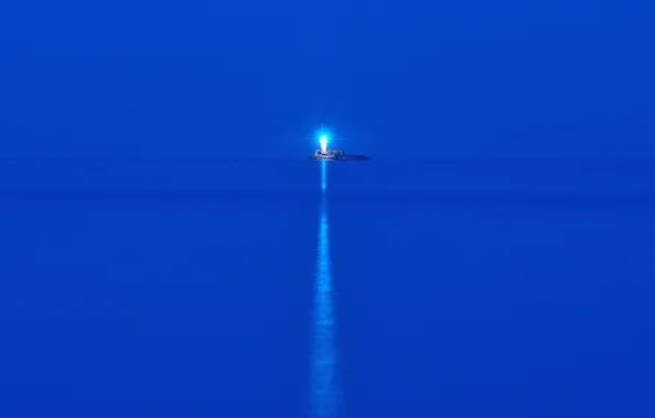 Картинка море, ночь, маяк, остров
