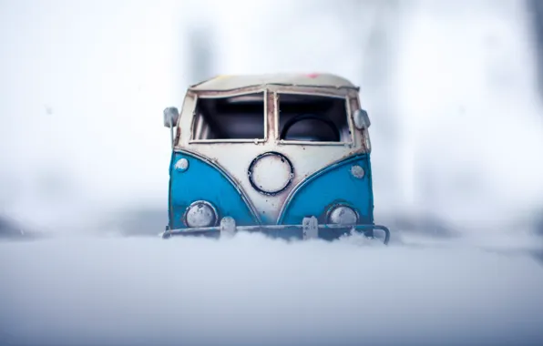 Картинка зима, авто, макро, снег, модель, игрушка, съемка, машинка