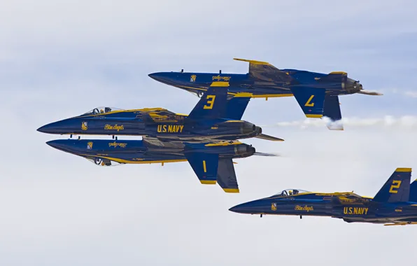 Фигура, пилотажная группа, Blue Angels, F/A-18 "Хорнет", истребители-бомбардировщики, Самолёт