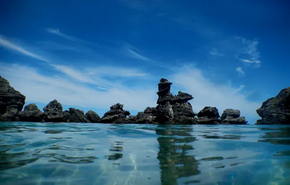 Море, камни, sea, nature, Бермудские острова, Bermuda