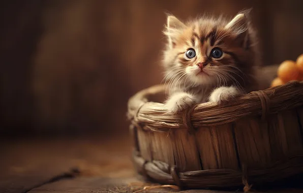 Кошка, взгляд, свет, поза, котенок, серый, лапки, мордашка