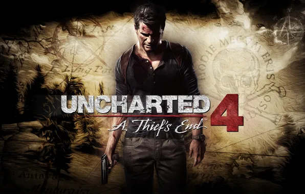 Пистолет, мужчина, Nathan Drake, Uncharted 4: A Thief's End