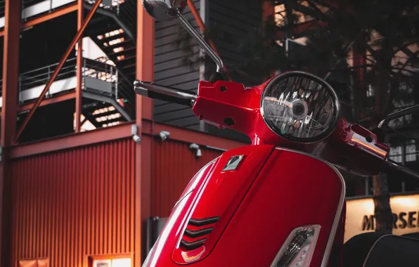 Картинка red, building, Vespa, scooter, Piaggio