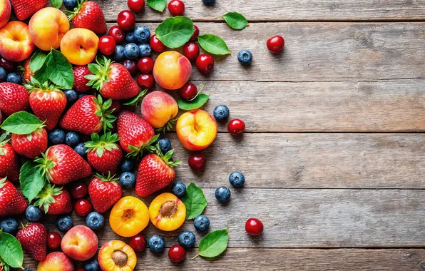 Ягоды, фрукты, wood, fruits, berries