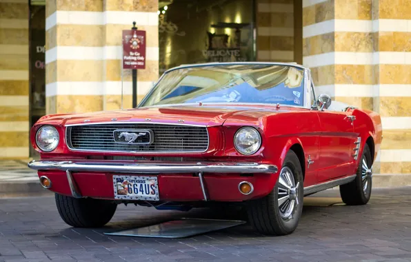 Красный, ретро, Mustang, классика, 1966