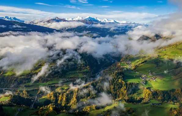 Солнце, облака, панорама, Austria, Bernd Kranabetter