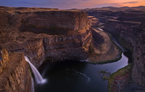 Картинка река, водопад, каньон, Америка, Айдахо