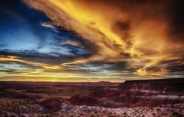 Картинка пейзаж, закат, Arizona, Painted Desert