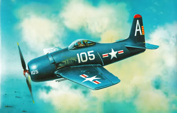 Картинка art, airplane, aviation, f8f bearcat