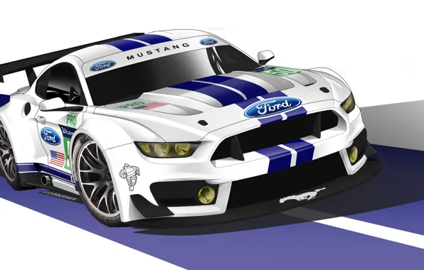 Картинка Mustang, Ford, Car, Race, GT350, GTE, 2015