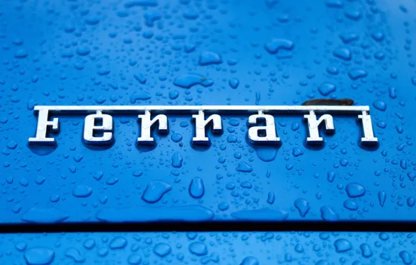 Ferrari, Car, Rachael, Emblem, Symbol, Rain Drops