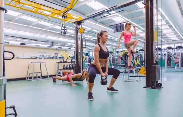 Gym, class, crossfit, technique, athletic body, Russian dumbbell