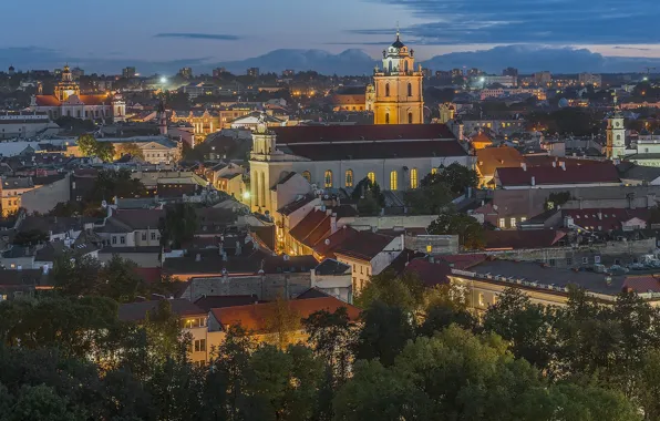 Здания, панорама, Литва, Старый город, Вильнюс
