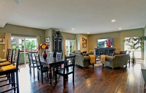 Interior, villa, dining room, small living room