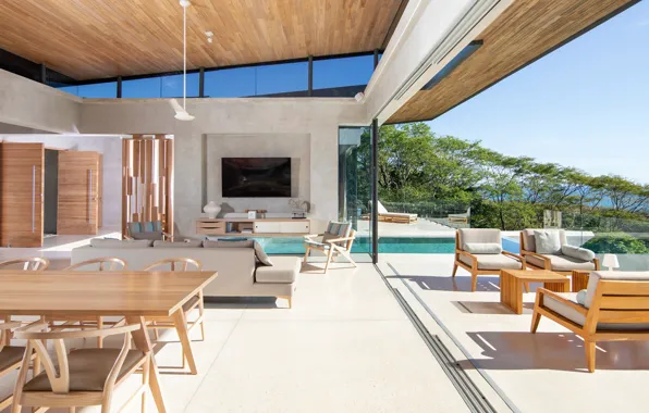 Вилла, интерьер, бассейн, терраса, гостиная, столовая, Costa Rica, by Studio Saxe