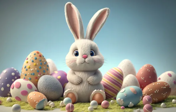 Картинка яйца, colorful, кролик, Пасха, spring, Easter, eggs, bunny