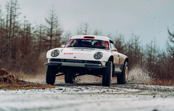 Картинка брызги, 911, Porsche, поворот, занос, грязь, 964, AWD