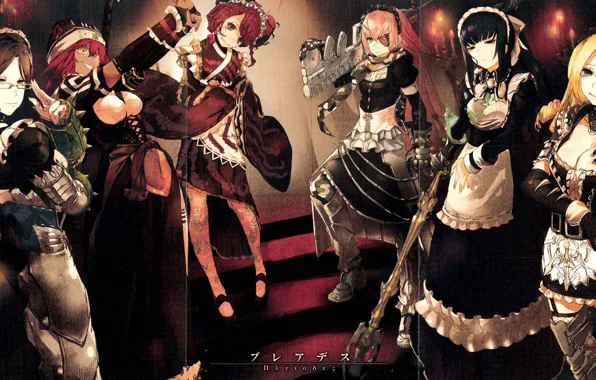 Девушки, Overlord, горничные, Lupusregina Beta, Narberal Gamma, Yuri Alpha, Entoma Vasilissa Zeta, by So-bin