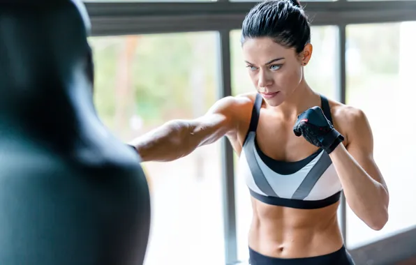 Model, brunette, boxing, fitness