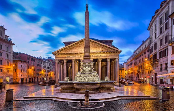 Здание, Рим, Италия, колонны, стелла