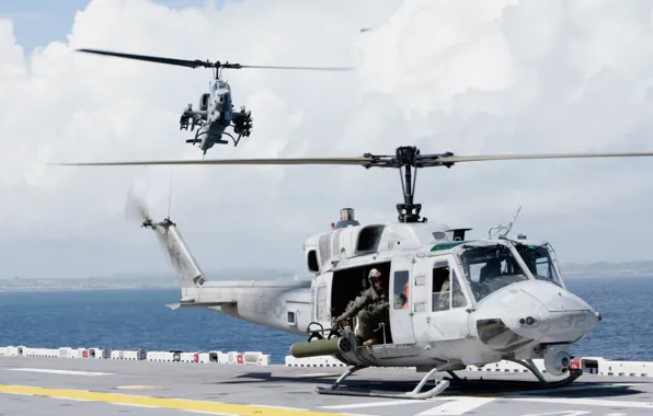 Картинка вертолеты, вертолет, Twin Huey, Bell AH-1, Super Cobra, Bell UH-1N