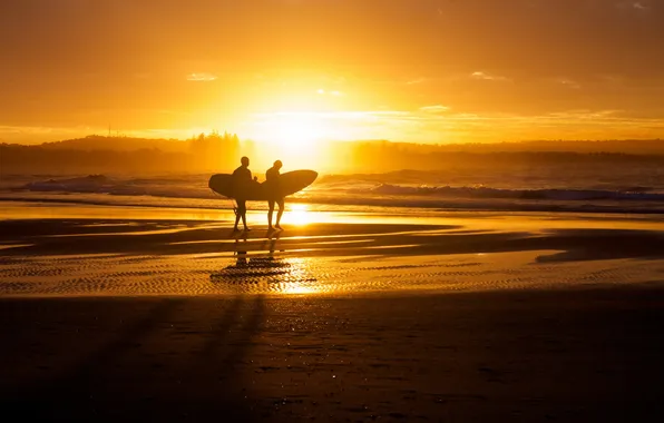 Картинка sunset, australia, Byron Bay beach, Surfers