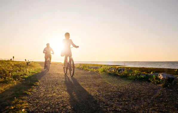 Утро, прогулка, велосипедисты, Британская Колумбия, Richmond, Ричмонд, Cycling Parks & Beaches, велосипедный парк и пляж