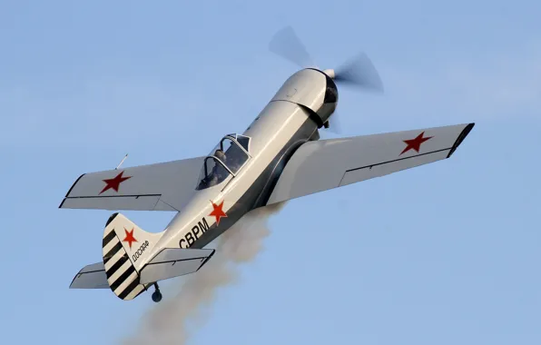 Картинка самолёт, советский, учебно-тренировочный, моноплан, Як-50