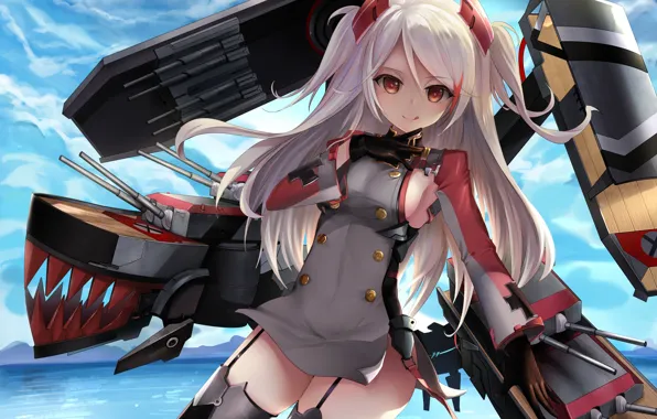 Девушка, Улыбка, Оружие, Azur Lane