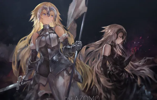 Sword, armor, anime, ken, flag, warrior, manga, bishojo