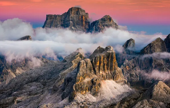 Облака, горы, Италия, Кортина-д’Ампеццо, Monte Pelmo