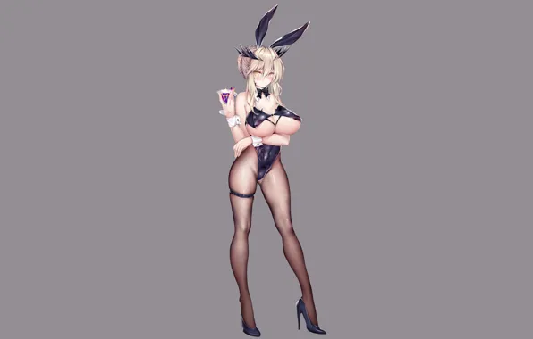 Lancer, girl, sexy, cleavage, long hair, boobs, anime, beautiful