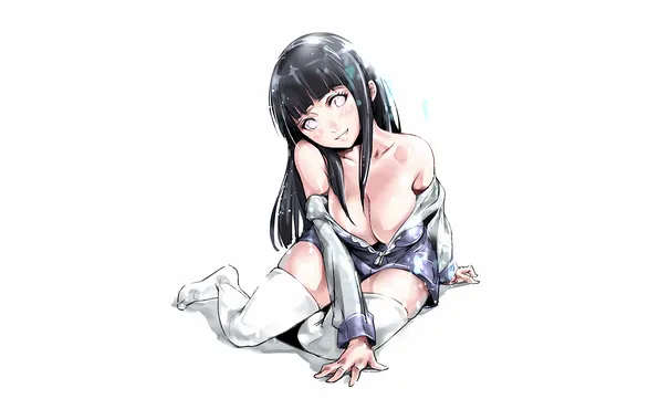 Girl, sexy, cleavage, Naruto, thighhighs, long hair, dress, legs