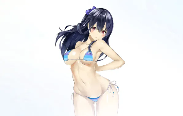 Girl, sexy, cleavage, long hair, boobs, anime, beautiful, red eyes