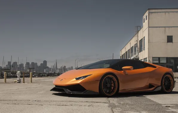 Картинка city, lamborghini, orange, huracan