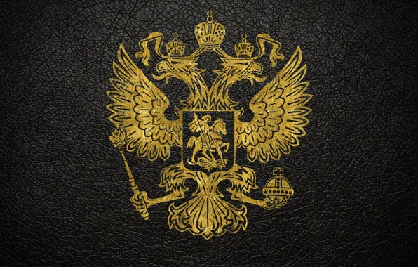 Картинка кожа, золотой, герб, россия