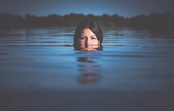 Девушка, отражение, Water, в воде, вплавь