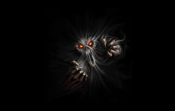 Минимализм, Монстр, Пасть, Демон, Monster, Арт, Art, Фантастика