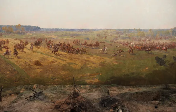 Бой, Картина, Солдаты, Лошади, Фрагмент, Русские, Французы, Отечественная война 1812 года