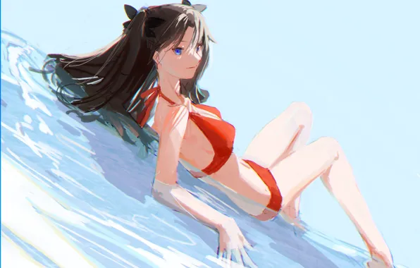 Море, купальник, девушка, Rin Tohsaka, Fate / Zero