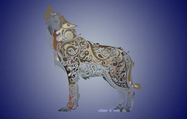 Абстракция, животное, волк, wolf