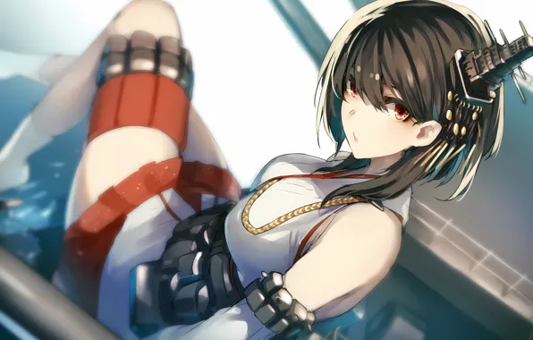 Girl, sexy, thighhighs, dress, legs, brown hair, boobs, anime