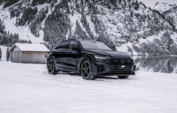 Зима, лес, снег, горы, озеро, Audi, TDI, ABT