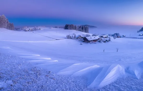 Зима, снег, горы