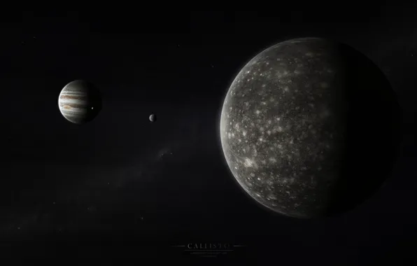 Картинка юпитер, солнечная система, млечный путь, спутники, газовый гигант, каллисто