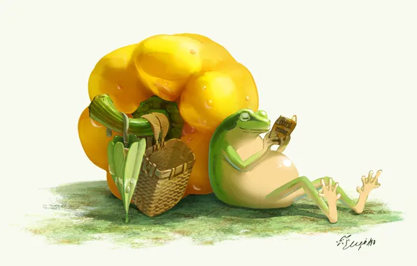 Лягушка, перец, читает