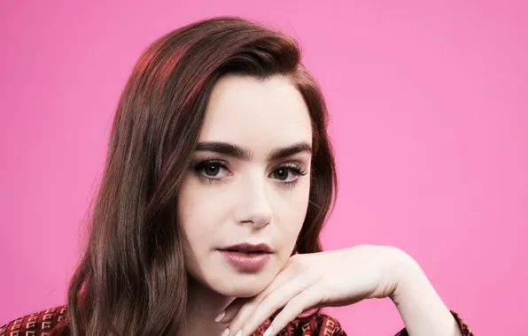 Глаза, взгляд, девушка, фон, портрет, Lily Collins