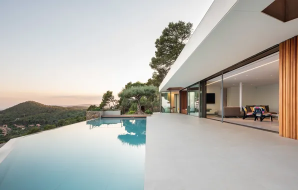 Обои вилла, бассейн, фасад, терраса, by 05am Arquitectura, Villa in Ses ...